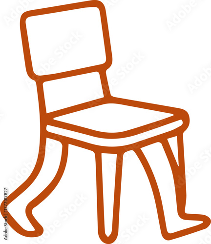 Whimsical Walking Chair Outline Playful Furniture Character Lively Design