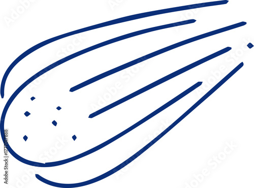 Dynamic Comet or Meteor Flying Through Space Minimalist Blue Line Art Design