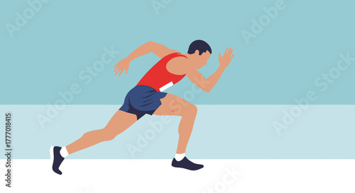 Dynamic male athlete in full stride, capturing the essence of speed, competition, and athletic achievement in a vibrant, modern style