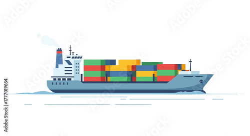A cargo ship travels across the water with stacks of shipping containers
