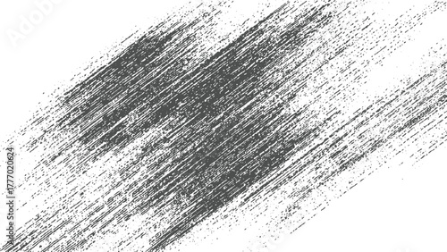 Dark gray diagonal rough textured brush strokes on white background abstract black