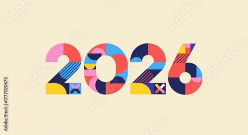 Vibrant & Geometric A Modern 2026 New Year Design with Abstract Shapes