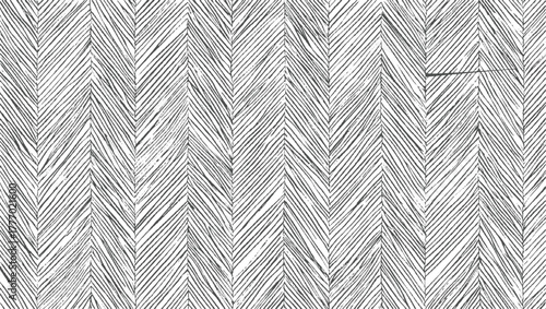 Black and white herringbone pattern with hand drawn lines abstract background
