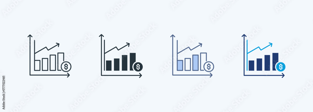 Fototapeta premium Economic Growth Multiple Style Icon Collection