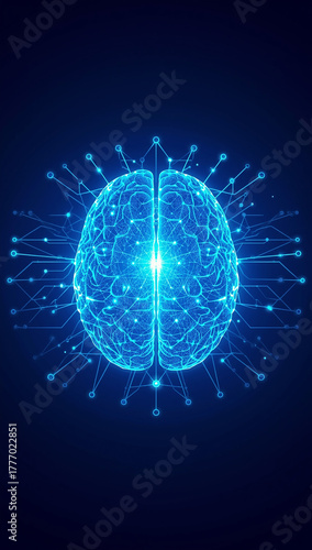 Wallpaper Mural glowing 3D human brain made of network connections digital healthcare interface Torontodigital.ca