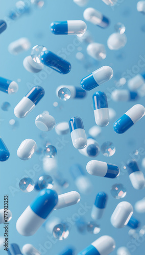 pharmaceutical background floating capsules and pills