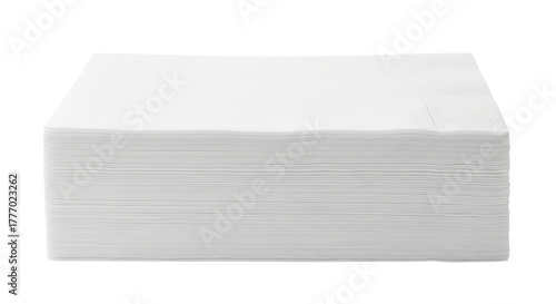 Stack of white paper napkins transparent background cutout png