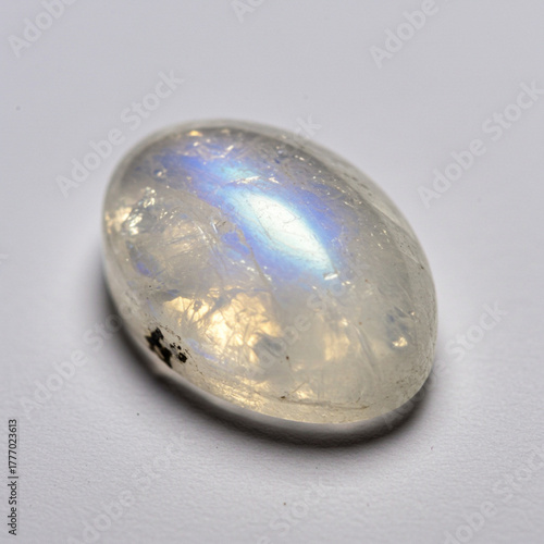 Shimmering Moonstone Macro: Delicate Milky Gem Isolated for Exquisite Detail. 