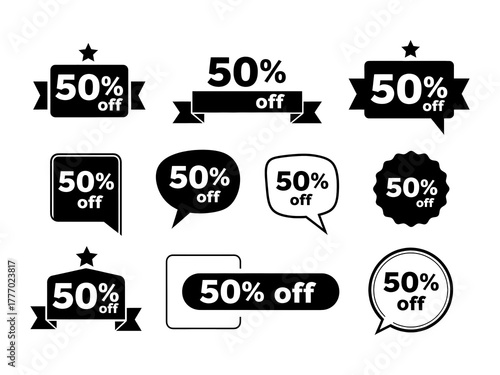 50% Off Sale Stickers and Labels