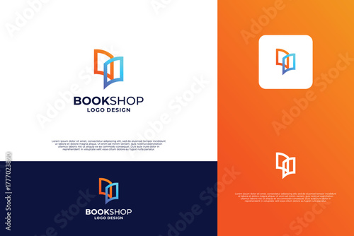 Book shop logo, online book order logo design