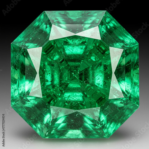 Emerald Gemstone Macro: Pristine Green Crystal with Intricate Details. 
