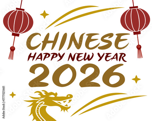 Chinese new year 2026 vector illustration isolated on white background