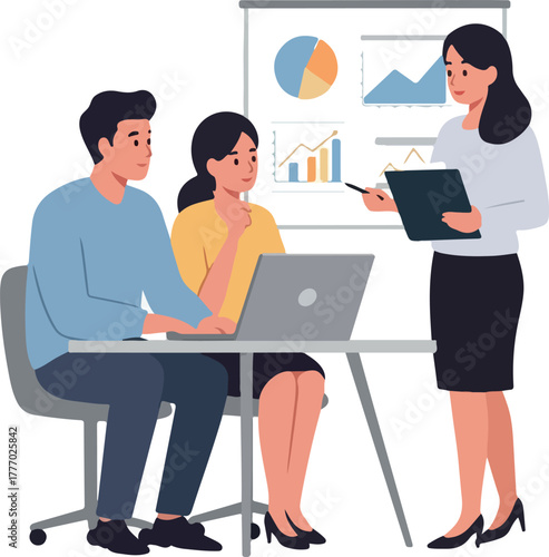 Team Meeting Presentation Strategy Charts Laptop Data Analysis