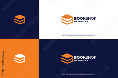 Book shop logo design inspiration. digital library logo