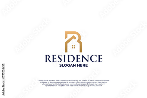 Real estate logo design with initial letter R logo combination