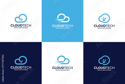 Set of cloud tech logo design