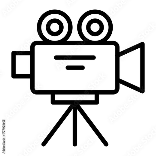 Movie Camera Vector Line Icon Design