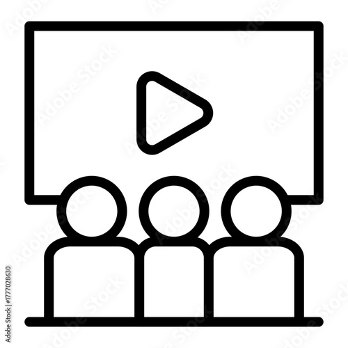 Cinema Screen Vector Line Icon Design