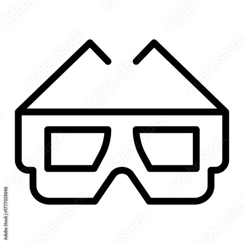 3D Glasses Vector Line Icon Design