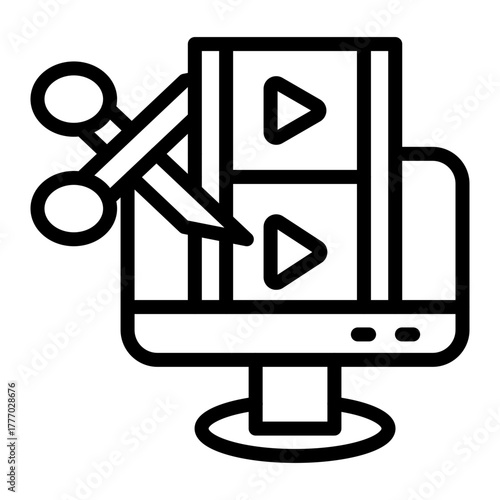 Film Editing Vector Line Icon Design