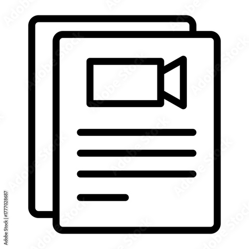 Movie Script Vector Line Icon Design