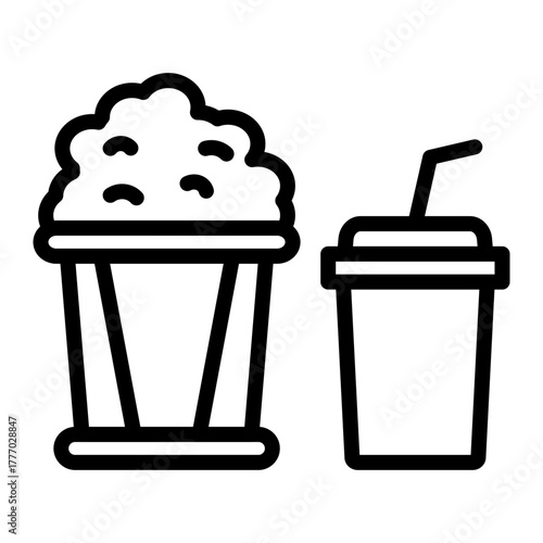 Cinema Snack Combo Vector Line Icon Design