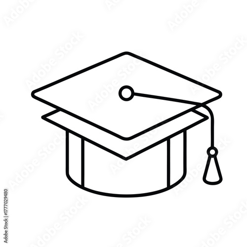 Vector illustration of a graduation cap. Graduation cap vector outline icon