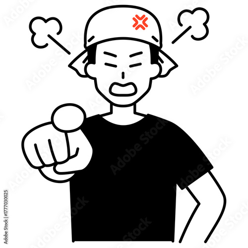 指差して怒る居酒屋の男性店員