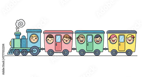 cute passenger train vector