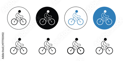 Bicycle Rider Line Icon Set