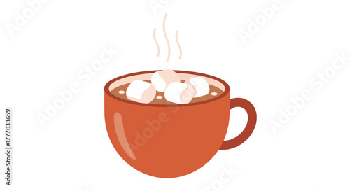 Cozy Hot Chocolate Mug with Melting Marshmallows Steaming Warm Beverage for Winter Comfort