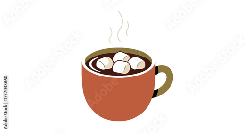 Cozy Hot Chocolate with Marshmallows in a Rustic Mug Steaming Beverage for Winter and Autumn Comfort