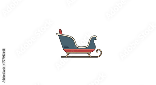 Classic Red and Blue Santa s Sleigh Isolated on White Background Festive Holiday Transportation Icon