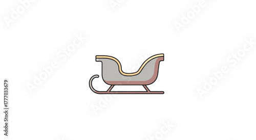 Classic Sleigh Icon Festive Christmas Holiday Transportation and Winter Fun Vector Graphic