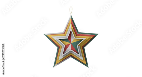 Festive Layered Star Ornament Hanging for Holiday Celebration or Christmas Decoration