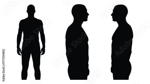Human male silhouettes: front and side views Vector