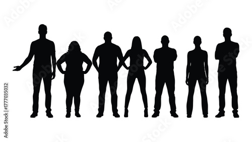 Diverse group of people silhouettes Vector