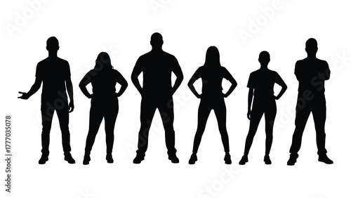 Diverse group of people silhouettes Vector