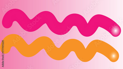 wirl Color Gradient two Lines. Vector Abstract Seamless Rainbow Ribbons. 3D Curve Swirl Strokes. Flowing Lines Graphic Design