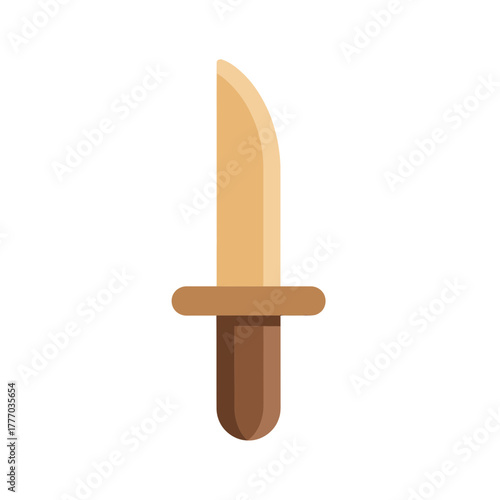 A simple illustration of a knife with a brown handle and a beige blade.