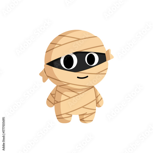 A cute, cartoon-style mummy character with bandages covering its body and head, leaving only its eyes visible.