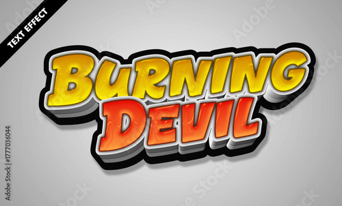 Burning devil editable text effect - Bold 3d glossy fire font, hell game title design