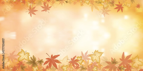 Autumn maple leaves frame a warm glowing background perfect for seasonal promotions Thanksgiving designs and fall-themed graphics. EPS vector illustration