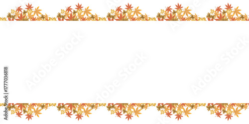Autumn leaves border decorative frame with fall foliage in warm colors perfect for seasonal designs and invitations. EPS vector illustration