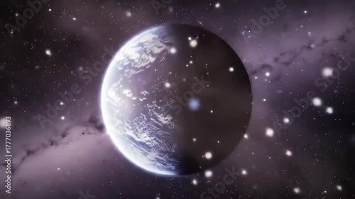 Wallpaper Mural Earth-like planet floating in space surrounded by stars, nebulas, for science, education, or fantasy themes Torontodigital.ca