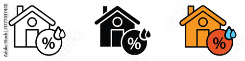 Home air humidity icon vector. moisture percentages and potential issues symbol. vector illustration.