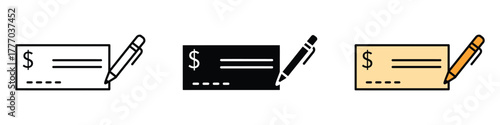 Money check icon vector. signing checks and managing transactions symbol. vector illustration.