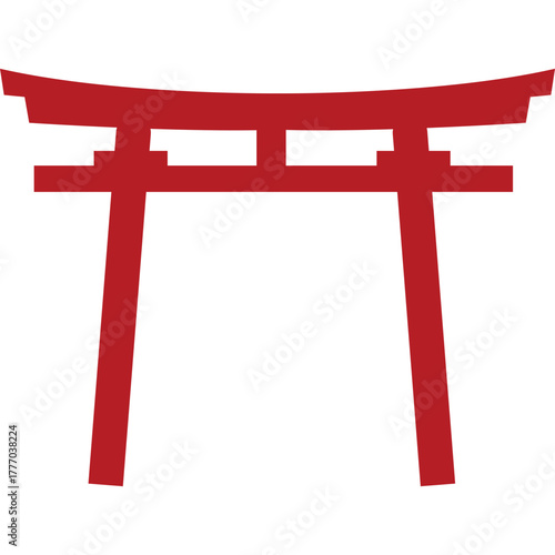 Red Chinese Gate Silhouette