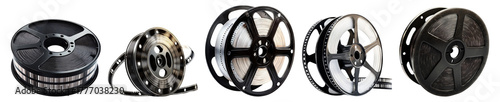 Classic Film Reels with Retro Design and Unique Textures Isolated Transparent Background