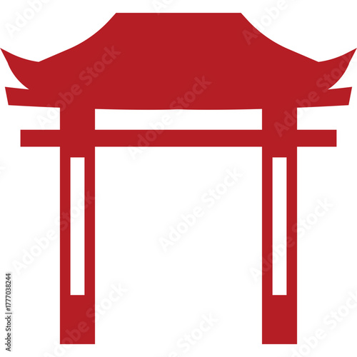 Red Chinese Gate Silhouette